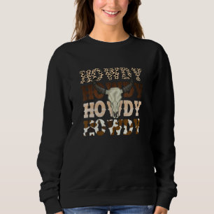 Leopard Howdy Bullenschädel Rodeo Texas Western Co Sweatshirt