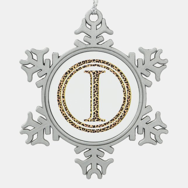 Leopard I Schneeflocken Zinn-Ornament (Vorderseite)