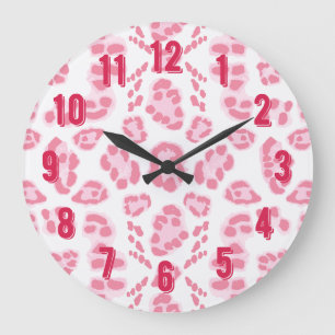 Leopard Ikat in Rosa Große Wanduhr