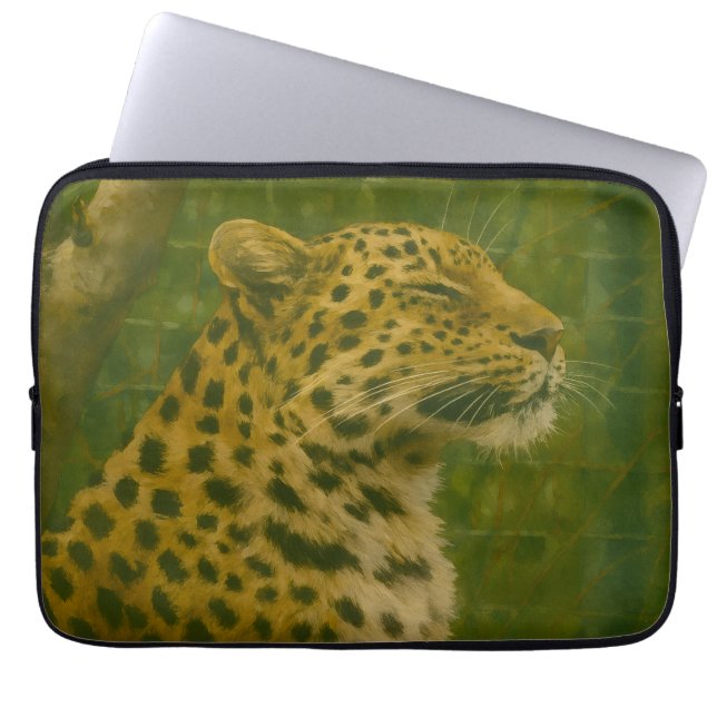 Leopard im Heiligtum Laptopschutzhülle (Vorderseite)