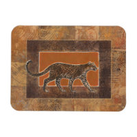 Leopard im orangefarbenen und braunen Hintergrund