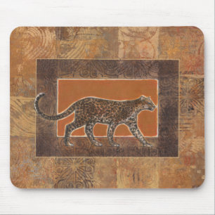 Leopard im orangefarbenen und braunen Hintergrund Mousepad