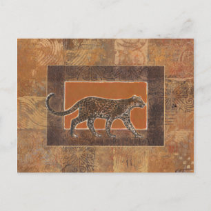 Leopard im orangefarbenen und braunen Hintergrund Postkarte