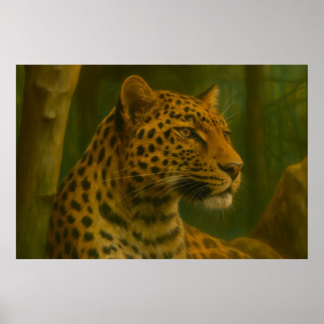 Leopard im Wald Poster (Vorne)