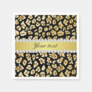 Leopard-Imitat-GoldGlitzer und Folien-Schwarzes Serviette
