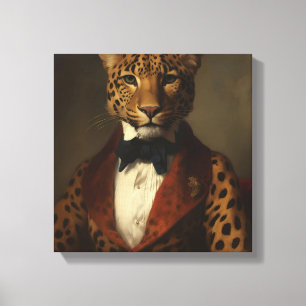 Leopard in einem Anzug Tierkunst Tier in einem Leinwanddruck