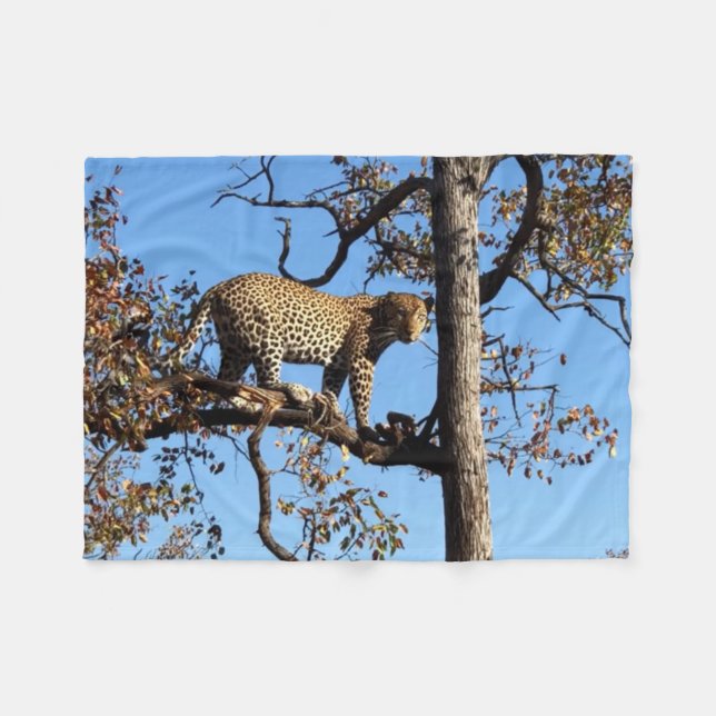 Leopard in einem Baum in Afrika Fleecedecke (Vorderseite (Horizontal))