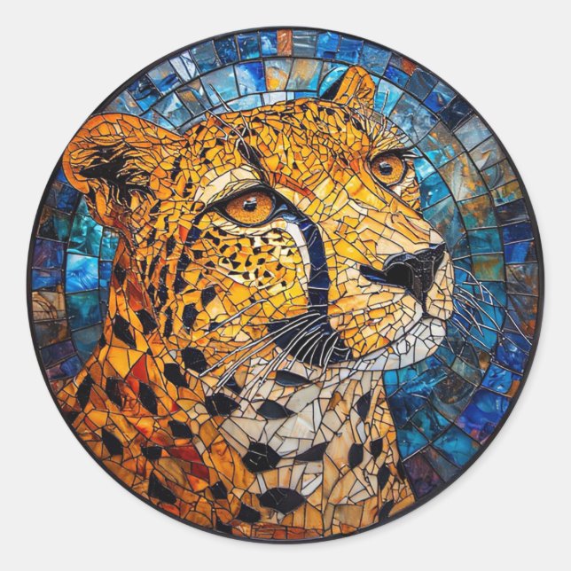 Leopard in lebendigen Farben Runder Aufkleber (Vorderseite)