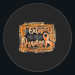 Leopard In October We Wear Orange Women Leukemia A Runder Aufkleber<br><div class="desc">Leopard In October We Wear Orange Women Leukemia Awareness</div>