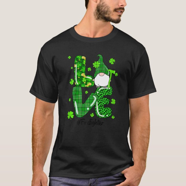 Leopard Irish Green Kariert Firefighter Gnome St.P T-Shirt (Vorderseite)