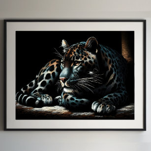 Leopard IV Zeichnend Hartpaste Poster