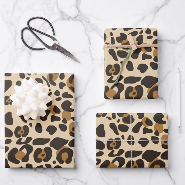 Leopard Jaguar Animal Print Muster Geschenkpapier Set (Vorderseite)
