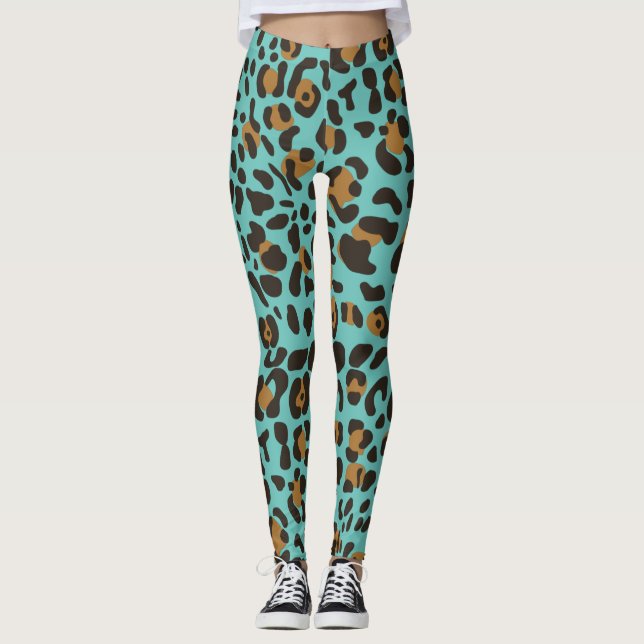 Leopard Jaguar Animal Print Muster Leggings (Vorderseite)