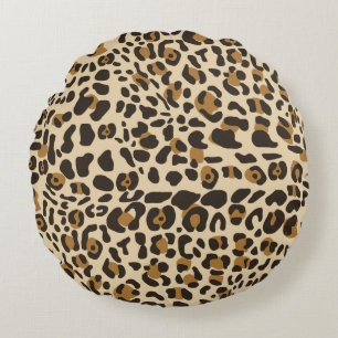 Leopard Jaguar Animal Print Muster Rundes Kissen