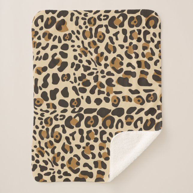 Leopard Jaguar Animal Print Muster Sherpadecke (Vorderseite)