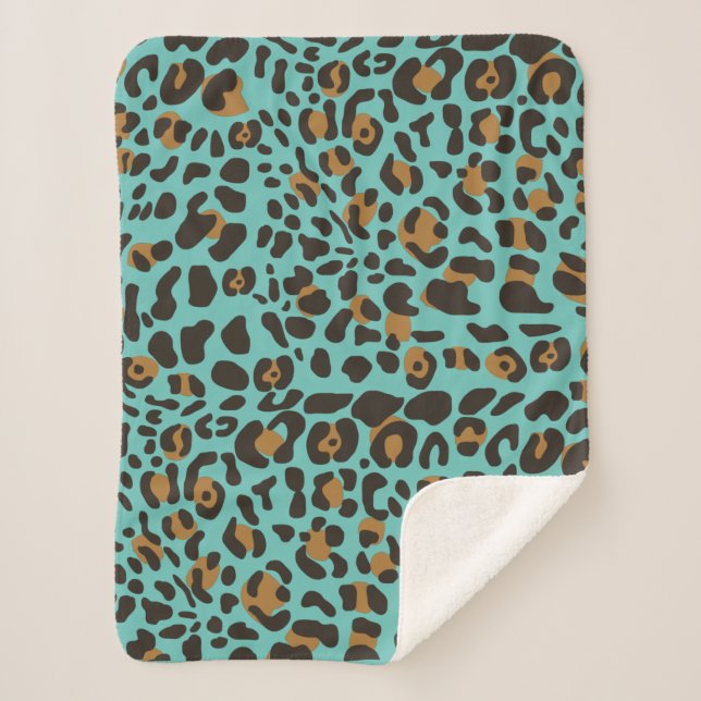 Leopard Jaguar Animal Print Muster Sherpadecke (Vorderseite)