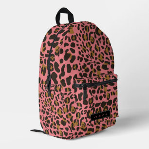 Leopard Jaguar Animal Print Pink Mit Monogramm Nam Bedruckter Rucksack