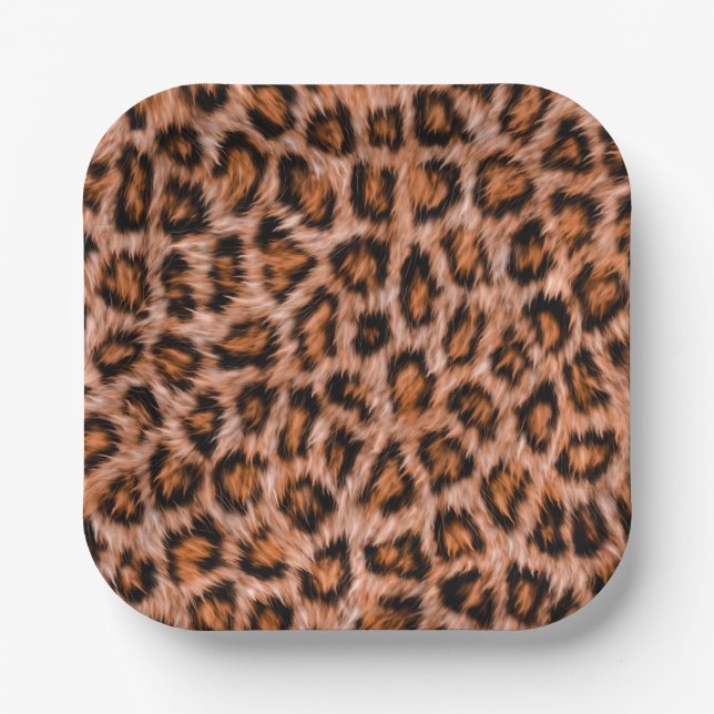 Leopard Jaguar Cat Brown Fur Muster-24609 Pappteller (Vorderseite)