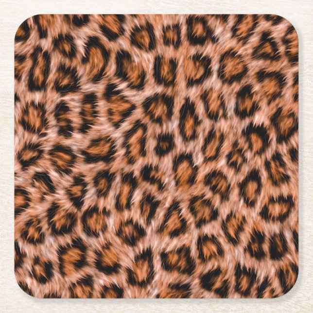 Leopard Jaguar Cat Brown Fur Muster-24609 Rechteckiger Pappuntersetzer (Vorderseite)
