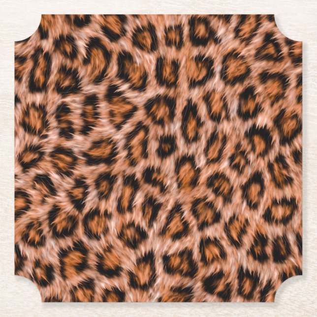 Leopard Jaguar Cat Brown Fur Muster-24609 Untersetzer (Vorderseite)