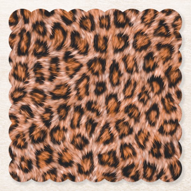 Leopard Jaguar Cat Brown Fur Muster-24609 Untersetzer (Vorderseite)