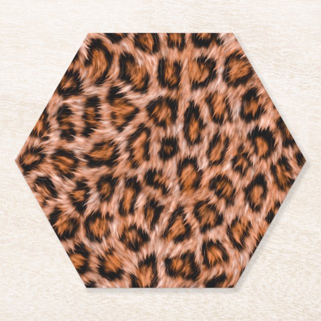 Leopard Jaguar Cat Brown Fur Muster-24609 Untersetzer (Vorderseite)