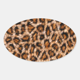 Leopard Jaguar Katze Braunes Fell Muster Ovaler Aufkleber