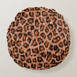 Leopard Jaguar Katze Braunes Fell Muster Rundes Kissen