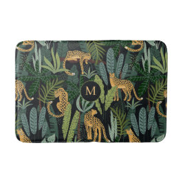 Leopard Jungle Forest Illustration Seamless Patter Badematte