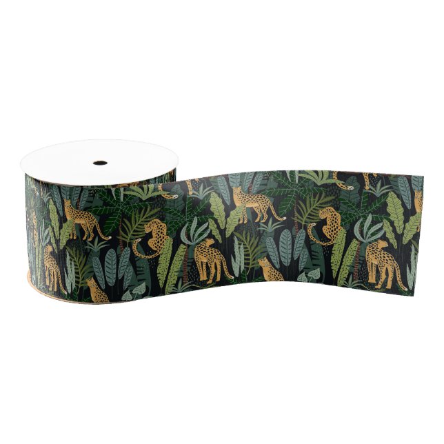 Leopard Jungle Forest Illustration Seamless  Ripsband (Spule)