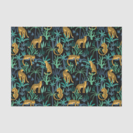 Leopard Jungle Muster Schwarzer Hintergrund Seidenpapier