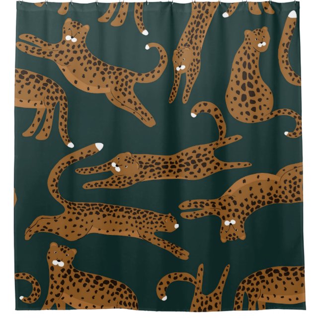 Leopard Jungle: Tierdruck Vintag. Duschvorhang (Vorderseite)