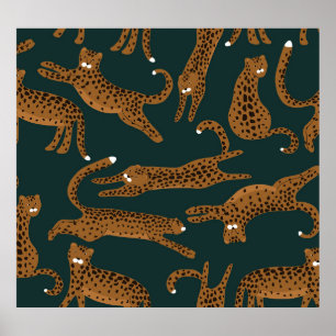 Leopard Jungle: Tierdruck Vintag. Poster