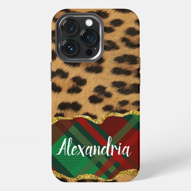 Leopard Kariert iPhone Hülle (Hinten)