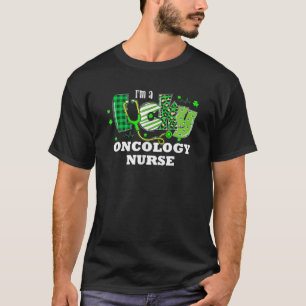 Leopard Kariert Kleeblatt Lucky Oncology Nurse St T-Shirt