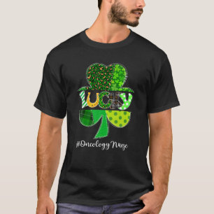 Leopard Kariert Kleeblatt Lucky Oncology Nurse St T-Shirt