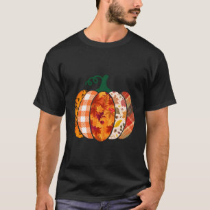 Leopard Kariert Maple Leaf Pumpkin Herbst Danke T-Shirt