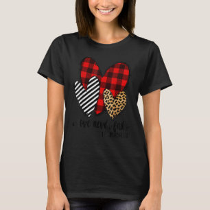 Leopard & Kariert Print Heart Valentine Liebe Nie T-Shirt