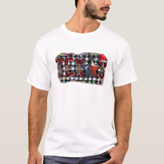 Leopard Kariert Print Texas Frohe Weihnachten T-Shirt