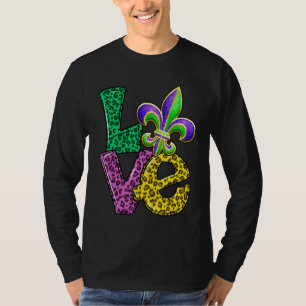 Leopard Karierte Liebe mit Fleur D Lis Mardi Gras T-Shirt