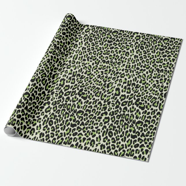 Leopard, Käse, Grün Geschenkpapier (Ungerollt)