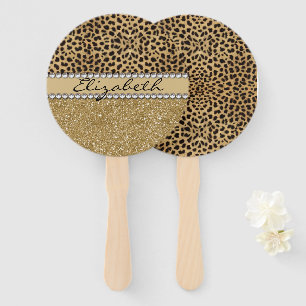 Leopard-Kassagold-Glitzer-diamante de imitación Fächer