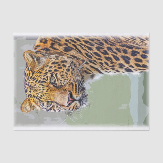 Leopard Katze Wildfauna Seidenpapier (Vorderseite)