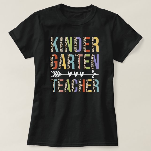 Leopard Kindergarten Lehrer Letzter Schultag T-Shirt (Design vorne)