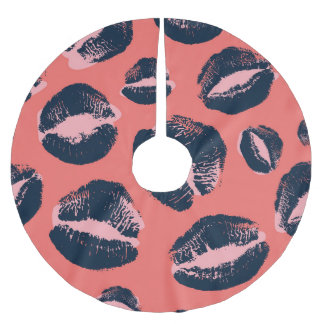 Leopard Kiss: Lipstick-Mode Polyester Weihnachtsbaumdecke