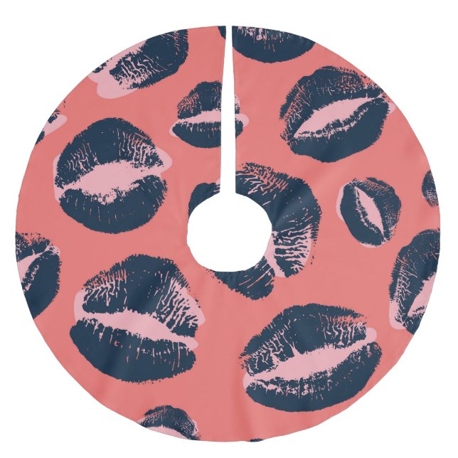 Leopard Kiss: Lipstick-Mode Polyester Weihnachtsbaumdecke (Vorderseite)