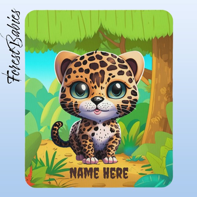 Leopard Kitten Jungle Wildlife Animal Mousepad (Leopard, Customizable ForestBabies Mouse Pad)