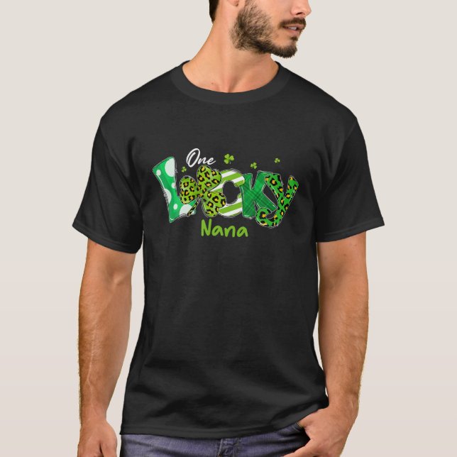 Leopard Kleeblatt One Lucky Nana St Patricks Day I T-Shirt (Vorderseite)