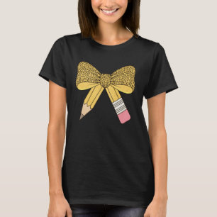 Leopard Kokette Bogen Bleistift Lehrer Zurück zur  T-Shirt