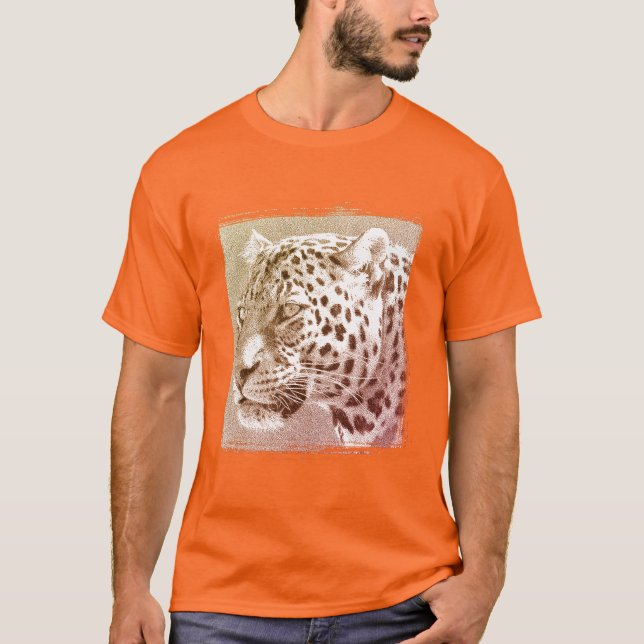 Leopard-Kopf-Mens Athletic Orange T-Shirt (Vorderseite)